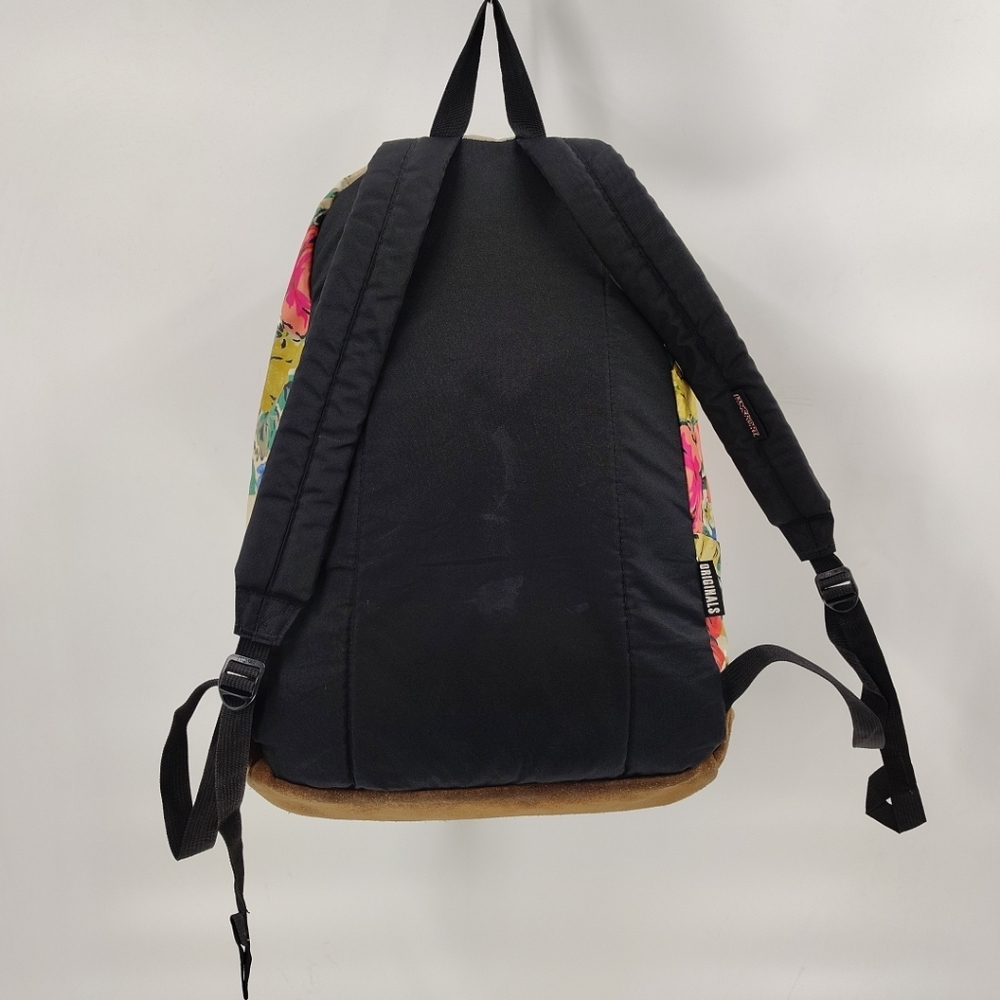 Jansport Right Pack Expressions Backpack Student Floral Coated Canvas Suede Lg - Picture 10 of 11